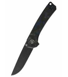 Osprey, 14C28N Black stonewashed Klinge, shredded CF overlay G10, blau