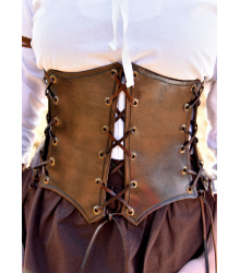 Geschnürte Unterbrust-Corsage aus Leder, braun