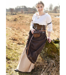 Geschnürte Unterbrust-Corsage aus Leder, braun
