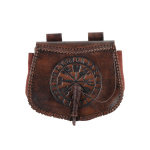 Gürteltasche aus Leder mit Vegvísir-Prägung, Braun