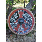 Wikingerschild Hugin & Munin mit Rohaut-Umrandung, 80 cm