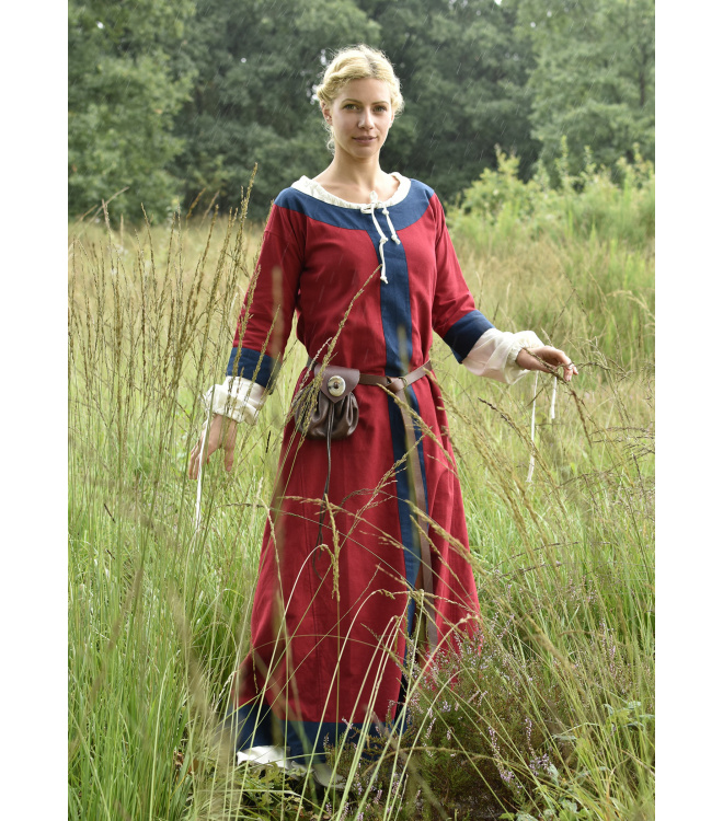 Mittelalterkleid Gudrun, rot/blau