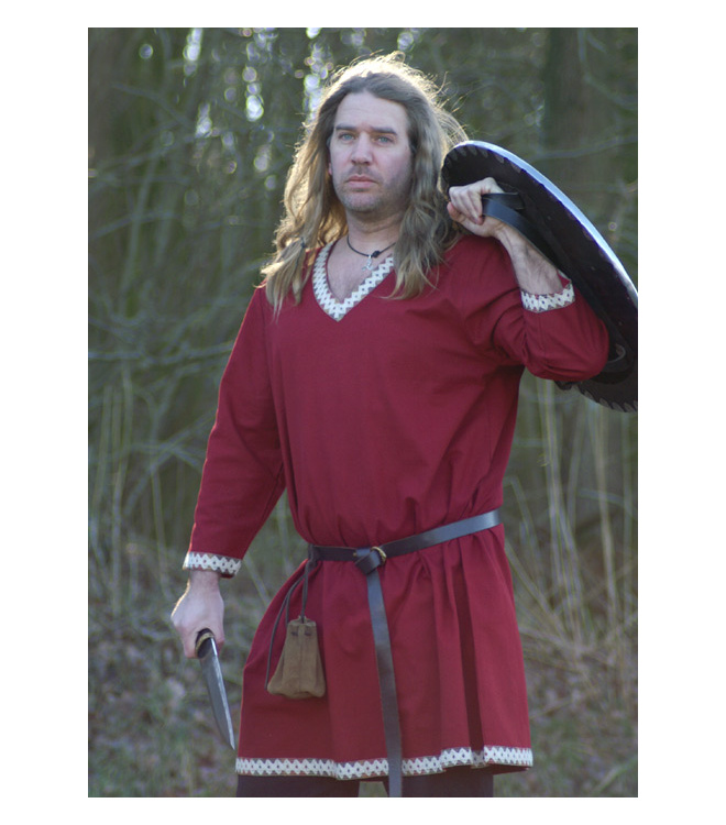 Wikinger Tunika aus Baumwolle, dunkelrot
