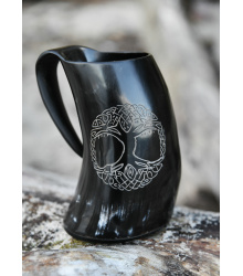 Bierkrug aus Horn - Yggdrasil