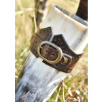 Leder Hornhalter für Trinkhorn, mit Schnalle, dunkelbraun, versch. Größen