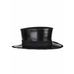 Mittelalter Hut mit breiter Krempe, Pestarzt Hut aus Leder, schwarz