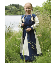 Kinder-Wikingerkleid Solveig, blau/natur