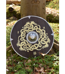 Angelsächsischer Schild mit Schlangenmotiv und Runen, 61 cm