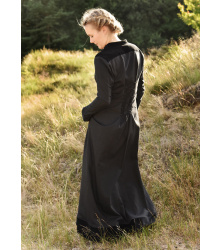 Mittelalterkleid Meira mit Samt-Details, schwarz