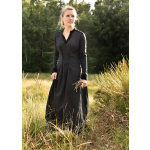 Mittelalterkleid Meira mit Samt-Details, schwarz