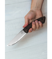 Bushcraft Messer mit Nussbaumgriff und Lederscheide, BeaverCraft