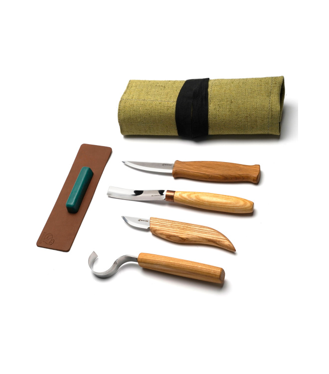 Löffel + Kuksa Profi-Set zum Schnitzen (4 Werkzeuge + Zubehör), BeaverCraft