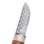 Jagdmesser Älgen Brun Damasteel, Rose, Karesuando