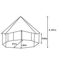 Hexagonal 85 - Ø 3 Meter natur