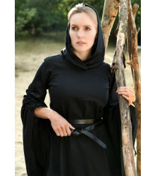 Mittelalter Kleid Isra mit Trompetenärmeln, schwarz