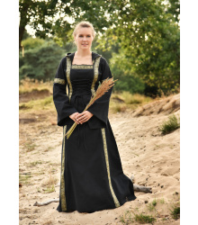 Mittelalterkleid Eleanor mit Kapuze, schwarz