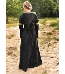 Mittelalterkleid Eleanor mit Kapuze, schwarz