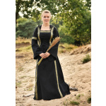 Mittelalterkleid Eleanor mit Kapuze, schwarz