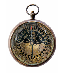 Kompass aus Messing, ca. 6 cm Durchmesser, Requisit