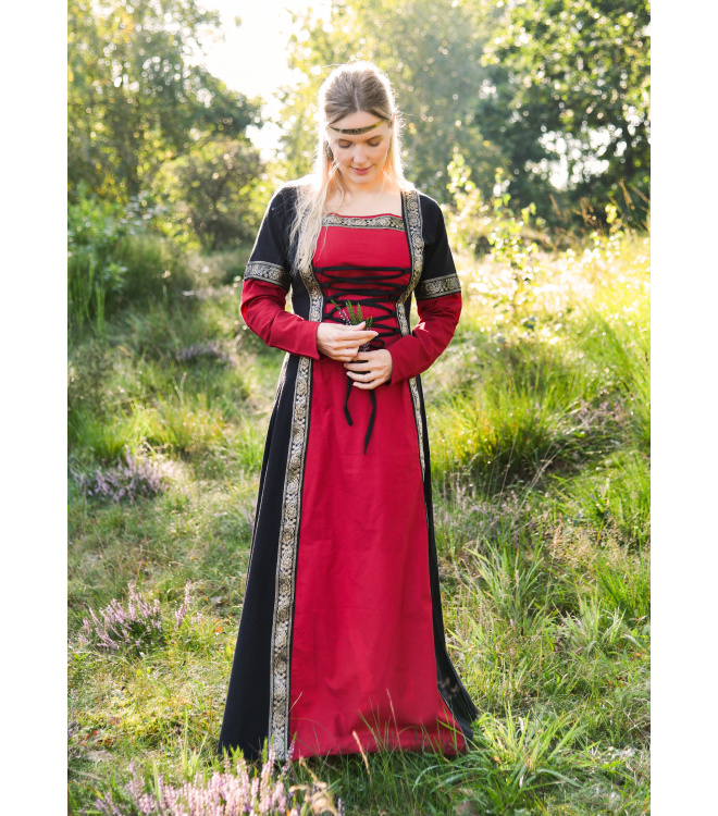 Mittelalterkleid Eleanor, rot/schwarz