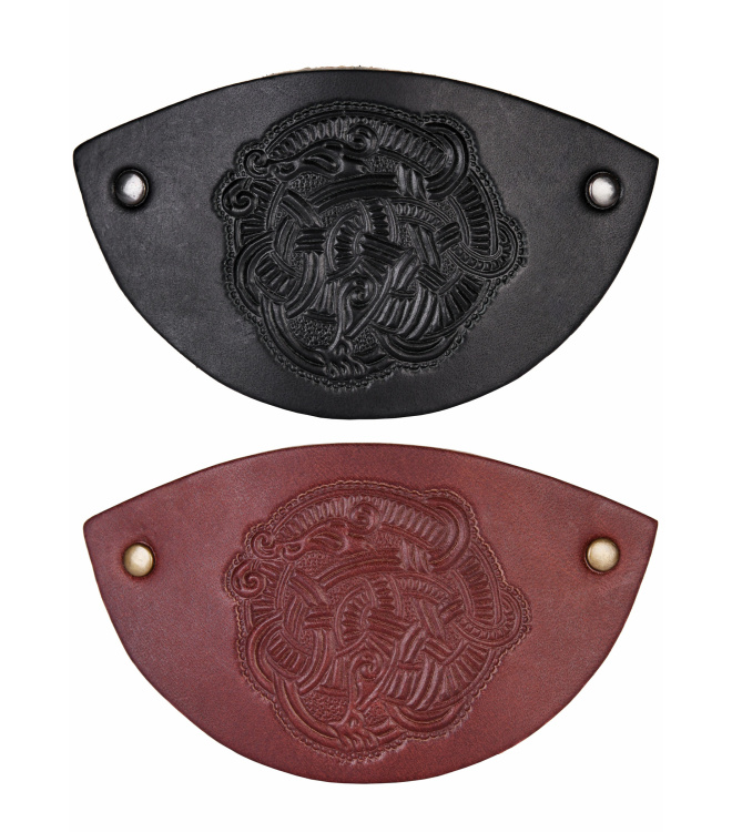 Kleine Haarspange aus Leder mit Wikinger-Motiv & Metall-Clip