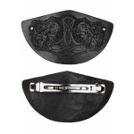 Haarspange aus Leder mit Thorshammer-Prägung & Metall-Clip