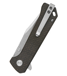 Taschenmesser QSP Grebe Button Lock, Micarta Griff Dunkelbraun
