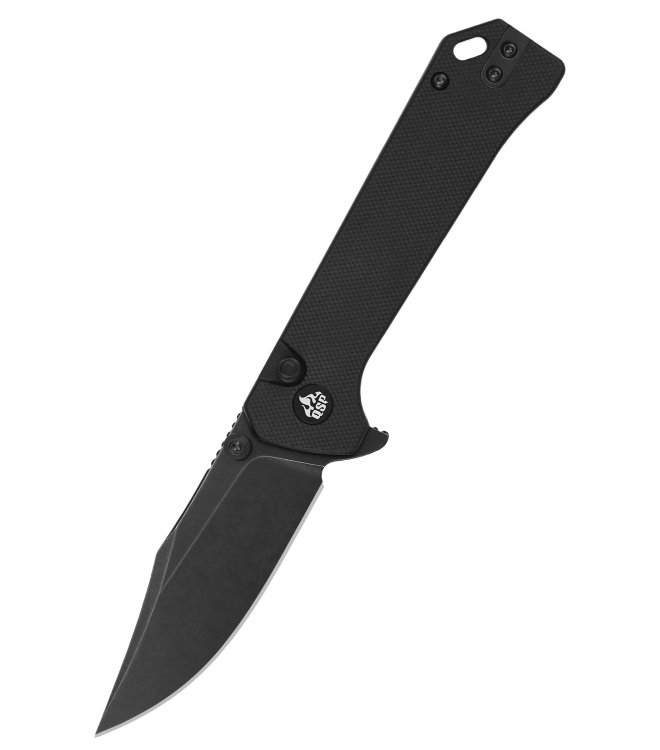 Taschenmesser QSP Grebe Button Lock, G10 Griff, schwarz