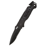 Taschenmesser Escape, Schwarz, Teilwellenschliff, SOG