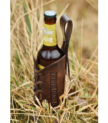 Gürtelhalter aus Leder für 0,33l Flaschen, mit Logo - Wacken Brauerei