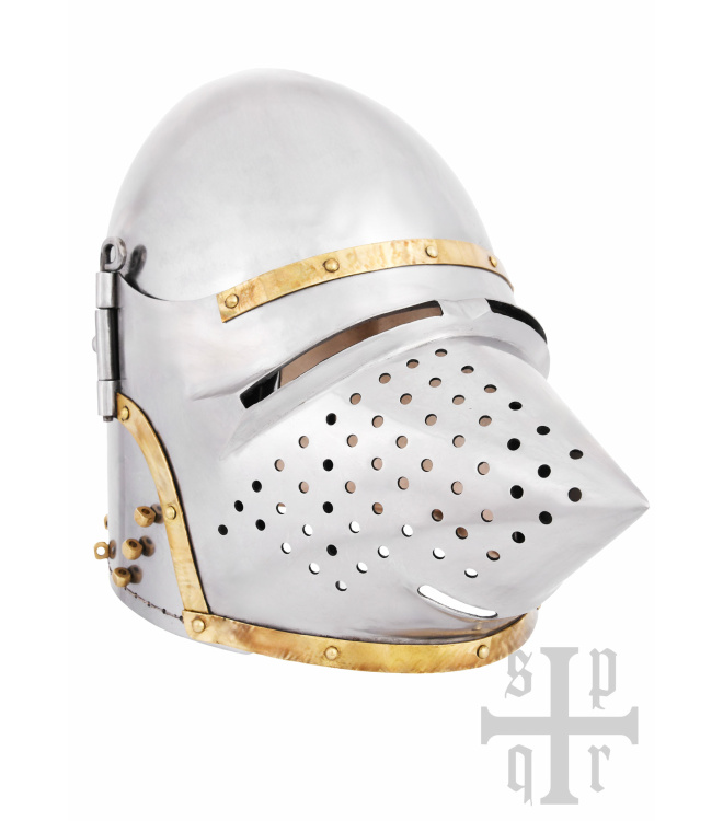 Hundsgugel, Mittelalter-Helm, ca. 1370, 1,6 mm Stahl