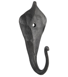 Geschmiedeter Wandhaken mit Blatt, ca. 9 cm hoch