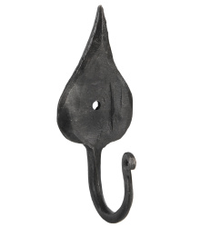 Geschmiedeter Wandhaken mit Blatt, ca. 11 cm hoch