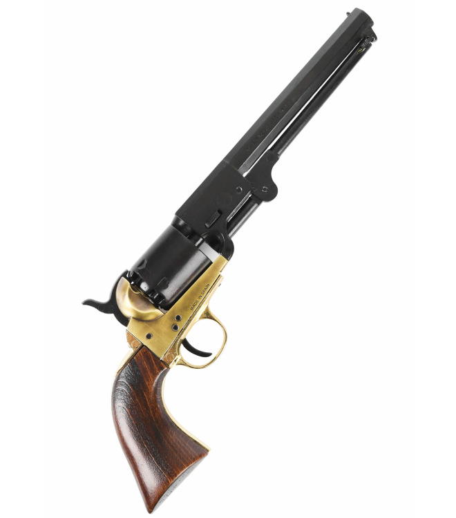 Colt Navy 1851, Perkussionsrevolver, Schwarz mit Messingrahmen, Replik