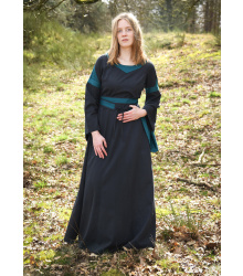 Mittelalterkleid mit Gürtel, Bliaut Konstanze, dunkelblau