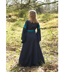 Mittelalterkleid mit Gürtel, Bliaut Konstanze, dunkelblau