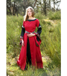 Edles Mittelalter Kleid, Bliaut Josephine, rot/schwarz