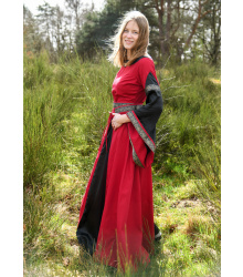 Edles Mittelalter Kleid, Bliaut Josephine, rot/schwarz
