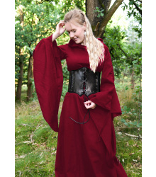 Mittelalter Kleid Isra mit Trompetenärmeln, weinrot