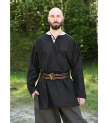 Einfache Mittelalter-Tunika Gunther, langarm, schwarz