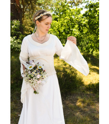 Mittelalter Hochzeitskleid mit Korsage, Brautkleid Fine, weiß/natur, Gr. M