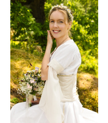Mittelalter Hochzeitskleid mit Korsage, Brautkleid Fine, weiß/natur, Gr. M