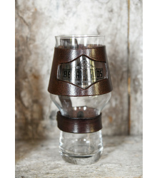 Bierglas Halterung, Manschette aus Leder, braun - Wacken...