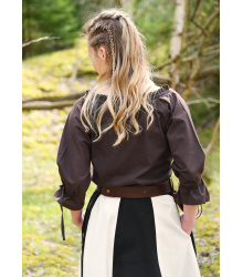 Mittelalter Bluse Birga mit 3/4 Arm, braun, Gr. L
