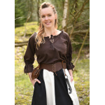 Mittelalter Bluse Birga mit 3/4 Arm, braun, Gr. L