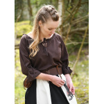Mittelalter Bluse Birga mit 3/4 Arm, braun, Gr. L
