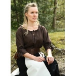 Mittelalter Bluse Birga mit 3/4 Arm, braun, Gr. L