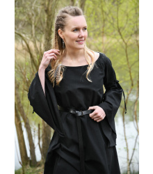 Mittelalter-Unterkleid Burglinde mit Trompetenärmeln, schwarz, Gr. L