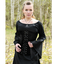 Mittelalter-Unterkleid Burglinde mit Trompetenärmeln, schwarz, Gr. L