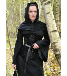 Mittelalter-Unterkleid Burglinde mit Trompetenärmeln, schwarz, Gr. L